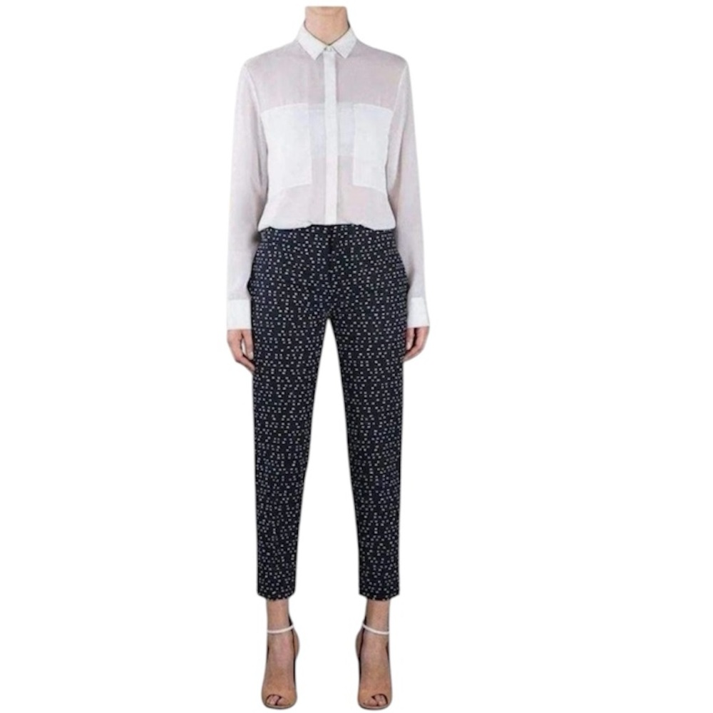 NWT CHLOE Wool-Blend Navy Trousers • 42 Fr/8 US